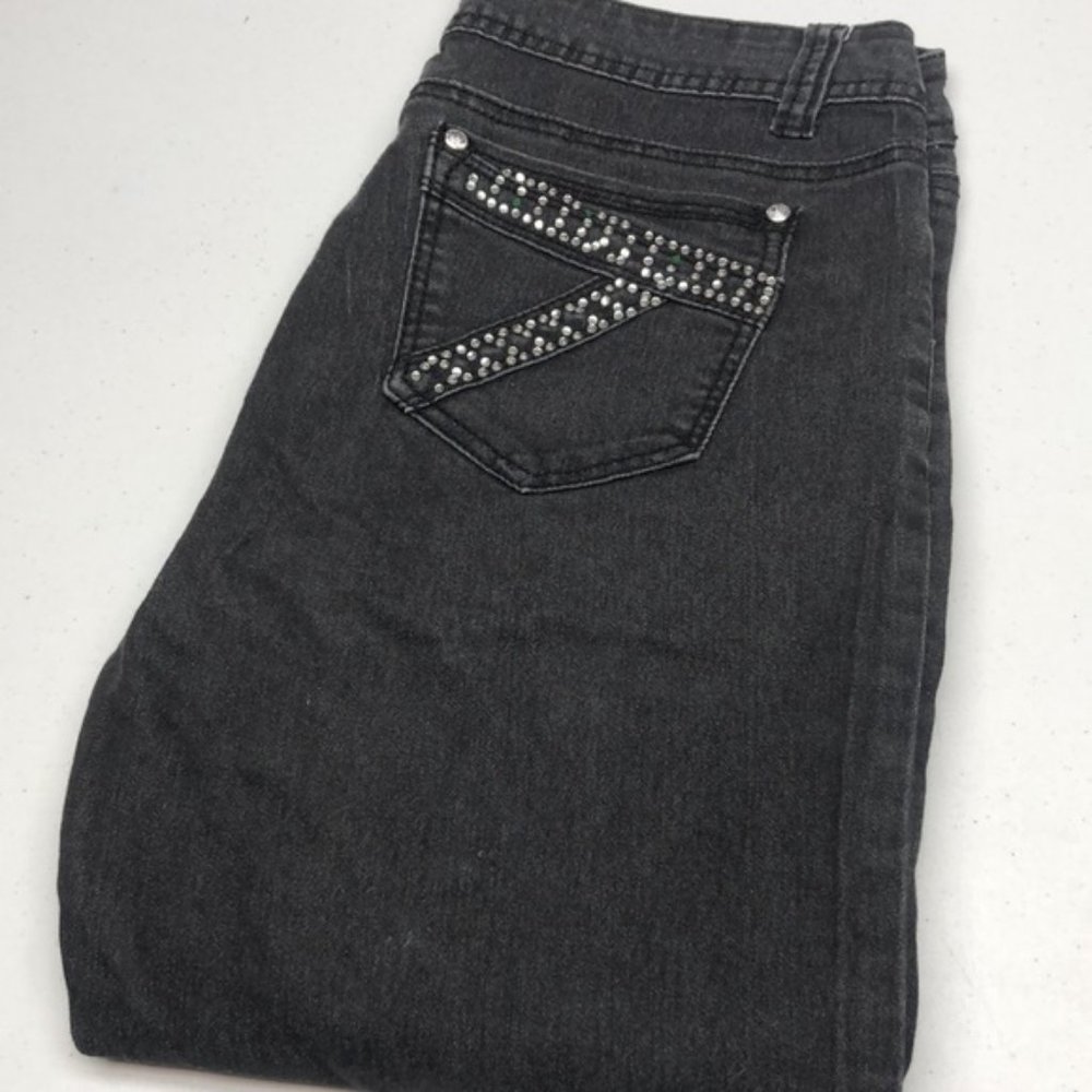 PREMIUM I&P FASHION BOOTCUT JEANS 11/31x32 BLACKWASH with CRYSTALS 💎
